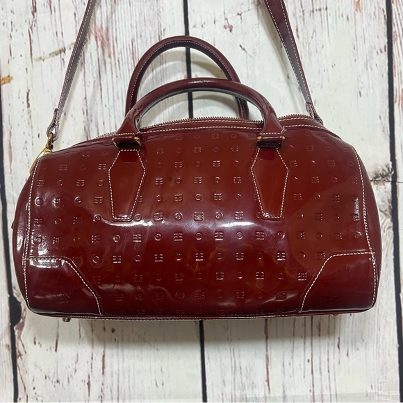 Arcadia Handbags - ARCADIA Monogram Crossbody & Top handle BARREL  Bag burgundy patent leather EUC